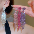 Chic Copper Rhinestone Waterdrop Tassel Drop Earrings With Silver Posts view 2