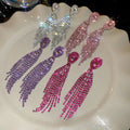 Chic Copper Rhinestone Waterdrop Tassel Drop Earrings With Silver Posts view 3