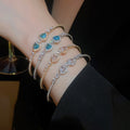 Luxury Copper Zircon Heart Teardrop Open Bangle For Women Elegant Light Luxury Bracelet view 4