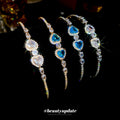 Luxury Copper Zircon Heart Teardrop Open Bangle For Women Elegant Light Luxury Bracelet view 1