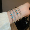Luxury Copper Zircon Heart Teardrop Open Bangle For Women Elegant Light Luxury Bracelet view 2
