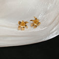 Brushed Metal Lily Flower Stud Earrings With Silver Pins, Vintage Court Light Luxury Women's Jewelry view 4