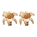 Brushed Metal Lily Flower Stud Earrings With Silver Pins, Vintage Court Light Luxury Women's Jewelry view 5