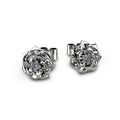 Metal Rose Flower Round Stone Stud Earrings Costume Jewelry view 6
