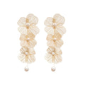Vintage European Style Floral Metal Faux Pearl Stud Earrings With Rhinestone Accents view 5