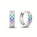 Metal Micro Pave Colorful Zircon Hoop Earrings For Women Sweet Daily Fashion Accessories view 1