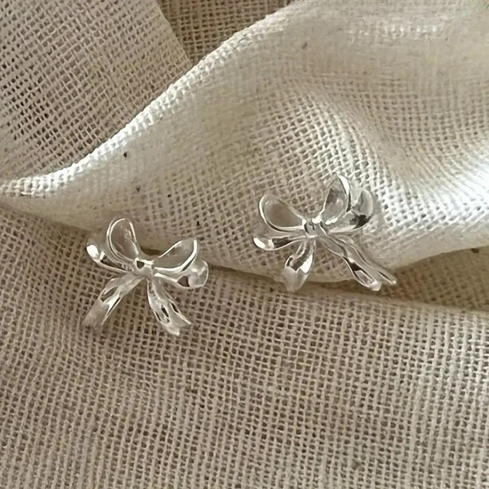 Korean Style Butterfly Bow Stud Earrings For Women, Sweet Elegant Daily Fashion Jewelry
