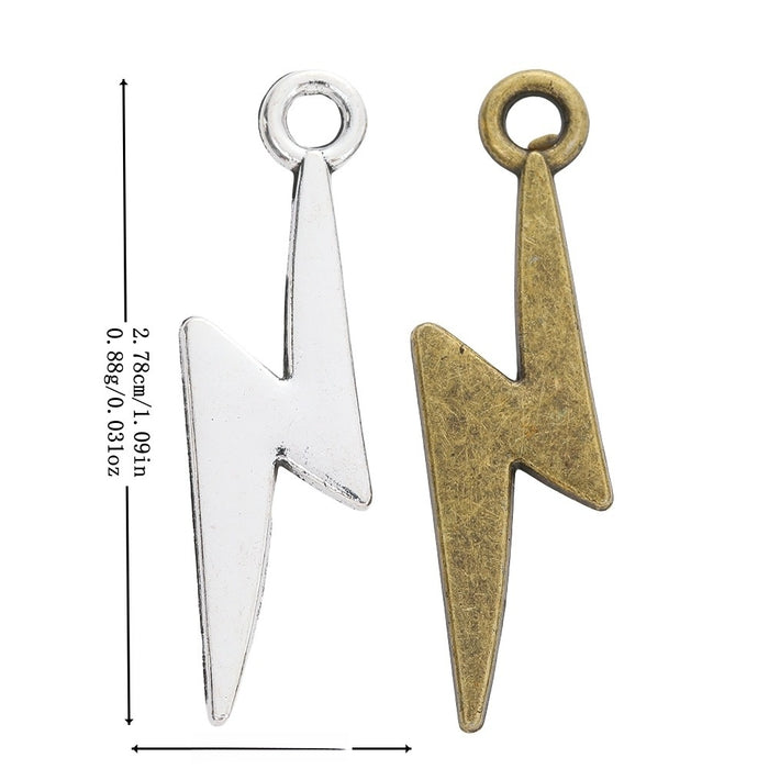 Zinc Alloy Lightning Bolt Charm Pendant No.453552 for DIY Necklace Bracelet Jewelry Making