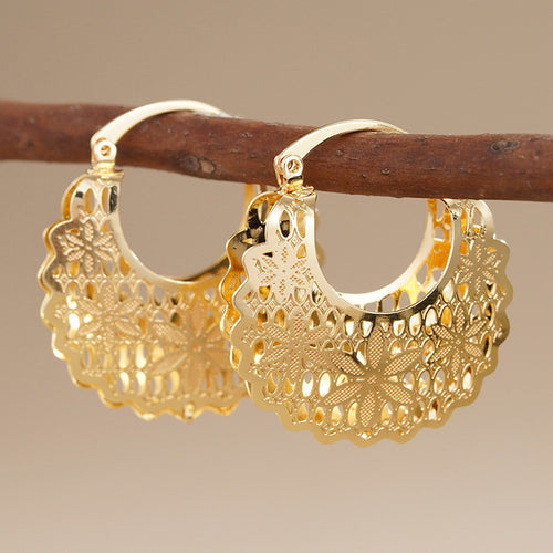 Korean Style Hollow Floral Ear Cuff Earrings For Women, Ethnic Middle East Fashion Jewelry