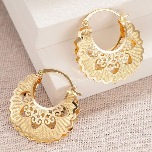 Korean Style Hollow Floral Ear Cuff Earrings For Women, Ethnic Middle East Fashion Jewelry