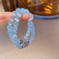 Cat Eye Stone Black Agate Chalcedony Beaded Bangle With Safety Lock Charm Fresh Chinese Style view 4