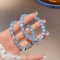 Cat Eye Stone Black Agate Chalcedony Beaded Bangle With Safety Lock Charm Fresh Chinese Style view 2