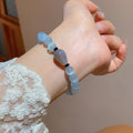Cat Eye Stone Black Agate Chalcedony Beaded Bangle With Safety Lock Charm Fresh Chinese Style view 3