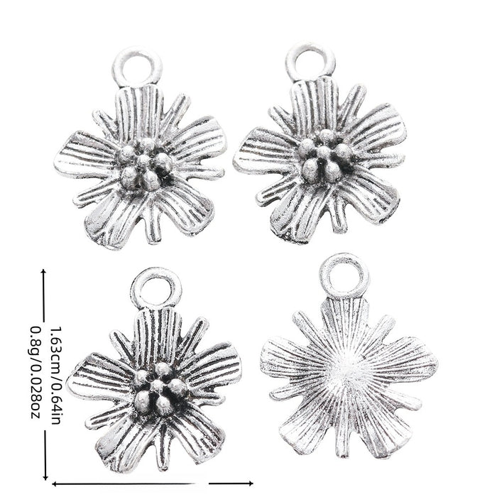 Antique Silver Zinc Alloy Flower Charm Pendant No.133621 for DIY Necklace Bracelet Jewelry Making