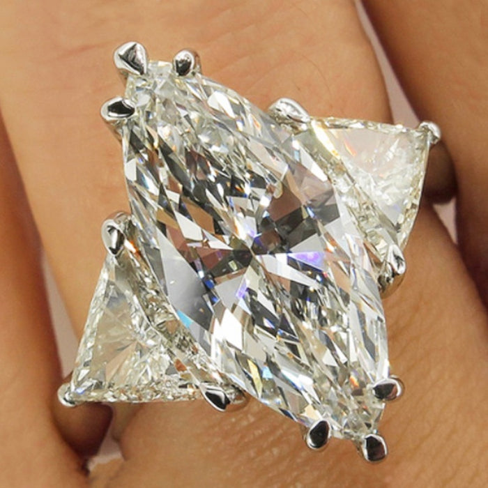 Futuristic Marquise Geometric Statement Ring For Women, Triangle Design Fashion Jewelry