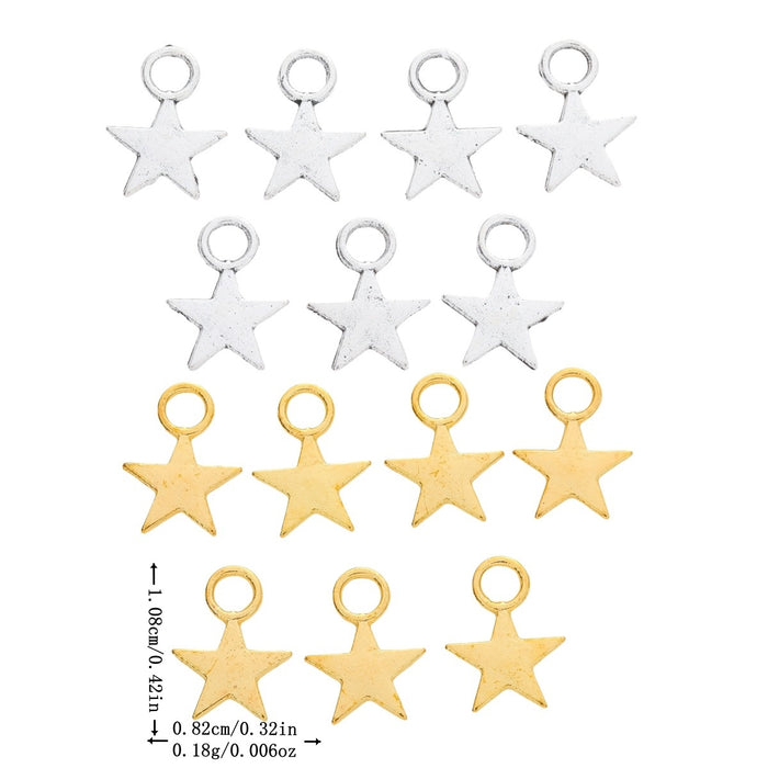Zinc Alloy Five Point Star Charm Pendant No.608757 for DIY Necklace Bracelet Jewelry Making