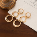 Elegant Gold Alloy Triple Round Hoop Drop Stud Earrings For Women Statement Long Circle Pendant Earrings view 2
