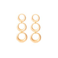 Elegant Gold Alloy Triple Round Hoop Drop Stud Earrings For Women Statement Long Circle Pendant Earrings view 5