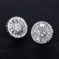 Round Crystal Cluster Stud Earrings in Silver Tone view 3