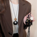 Vintage Faux Leather Star Geometric Tassel Pendant Sweater Necklace for Women Ethnic Style view 2