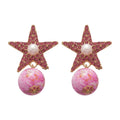 Silver Post Ceramic Star Rhinestone Stud Earrings And Necklace Jewelry Set For Women view 5