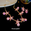 Silver Post Ceramic Star Rhinestone Stud Earrings And Necklace Jewelry Set For Women view 4