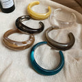Light Luxury Marbled Acrylic Geometric Open Bangle Retro Oval Bracelet Jewelry view 2