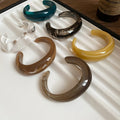 Light Luxury Marbled Acrylic Geometric Open Bangle Retro Oval Bracelet Jewelry view 4