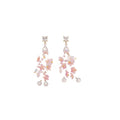 Sweet Resin Flower Rhinestone Tassel Drop Earrings With Silver Pins For Beach Vacation Style view 5