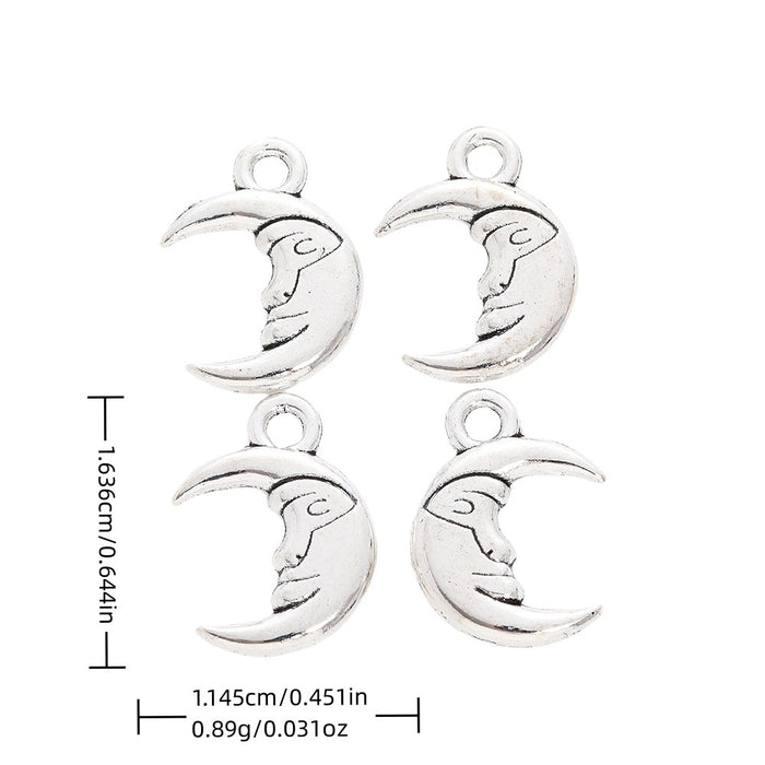 Antique Silver Zinc Alloy Moon Charm Pendant for DIY Necklace Bracelet Jewelry Making