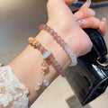 Light Luxury New Chinese Copper Bangle With Zircon Strawberry Quartz Cat Eye Beads view 4