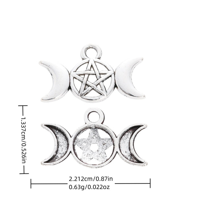 Silver Zinc Alloy Moon And Stars Charm Pendant for DIY Necklace Bracelet Jewelry Making