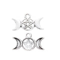 Silver Zinc Alloy Moon And Stars Charm Pendant for DIY Necklace Bracelet Jewelry Making view 2