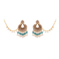 Bohemian Ethnic Indian Style Alloy Pearl Tassel Chandelier Ear Cuff Chain Stud Earrings view 5