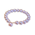 French Vintage Stainless Steel Faux Pearl Beaded Geometric Round Light Luxury Bangle view 5