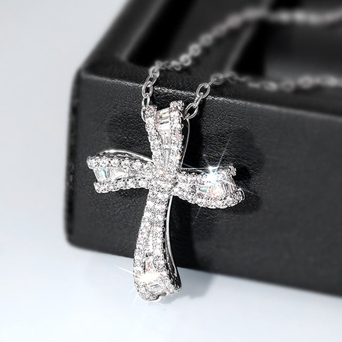 Korean Style Twisted Windmill Cross Pendant Necklace For Women, Trendy Versatile Jewelry