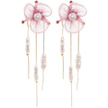 Rhinestone Chiffon Flower Faux Pearl Tassel Drop Earrings Beach Vacation Style view 5