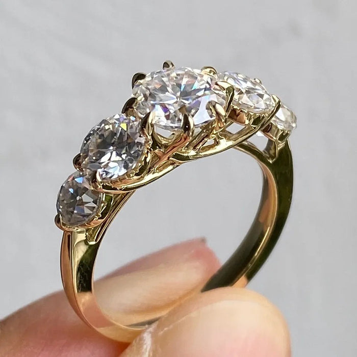 Luxury Wedding Geometric Ring For Women, Round Zircon Inlaid Elegant Fashion Finger Jewelry