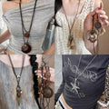 Vintage Distressed Wood Bow Pendant Necklace Boho Ethnic Long Circle Charm 2026 view 1