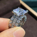 Luxury Couple Statement Ring With Sparkling Zircon, Elegant Engagement And Wedding Jewelry view 2