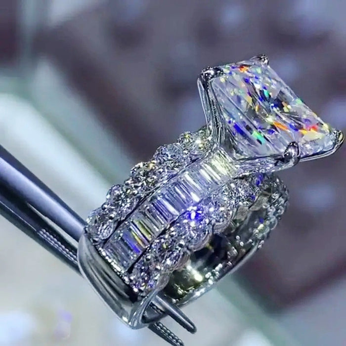 Luxury Couple Statement Ring With Sparkling Zircon, Elegant Engagement And Wedding Jewelry