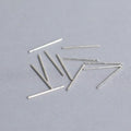 Slim Straight Silver Tone Ear Stud Bars With Tiny Flat Ends view 2