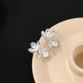 Elegant Silver Alloy Crystal Flower Stud Earrings For Women Korean Light Luxury Fashion Jewelry Earrings view 4