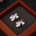 Elegant Silver Alloy Crystal Flower Stud Earrings For Women Korean Light Luxury Fashion Jewelry Earrings view 3