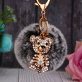 Jeweled Fox, Tiger and Sheep Faux Fur Pom Pom Keychains view 12
