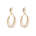 Matte Gold Tone Layered Open Oval Statement Drop Earrings view 5