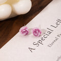 Elegant French Sweet Mini Rose Flower Acrylic Crystal Studs Light Luxury Fashion Women's Earrings view 4
