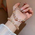 Natural White Crystal Yellow Tower Crystal Beaded Bangle Luxury Vintage Geometric Bracelet for Women view 2