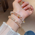 Natural White Crystal Yellow Tower Crystal Beaded Bangle Luxury Vintage Geometric Bracelet for Women view 4
