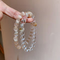 Natural White Crystal Yellow Tower Crystal Beaded Bangle Luxury Vintage Geometric Bracelet for Women view 1
